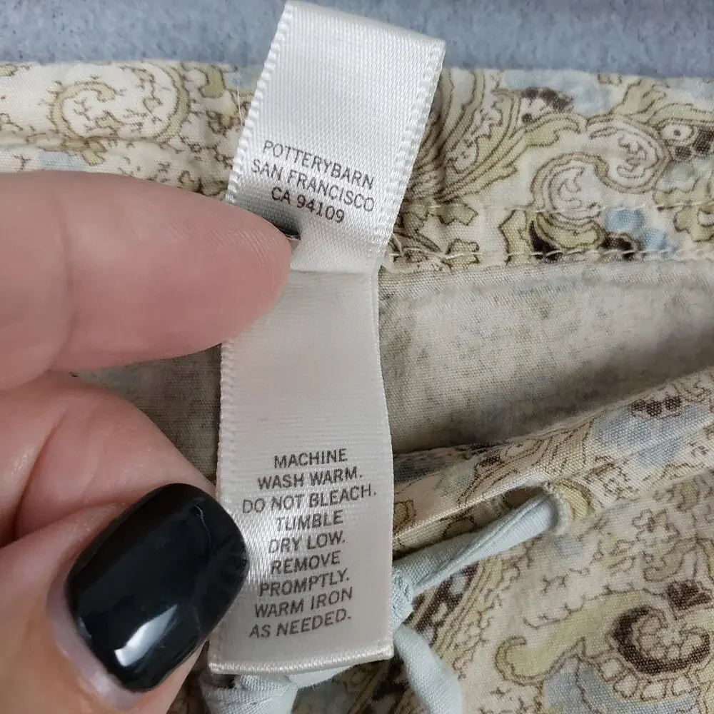 Pottery Barn Size S Pajama Set Beige Paisley Neutral Rustic Timeless‎ Loungewear